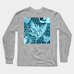 Honeycomb Blue Floral Long Sleeve T-Shirt